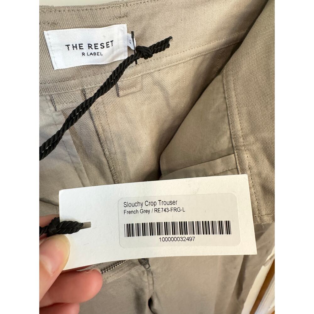 THE RESET R LABEL NWT Slouchy Trouser French Grey Size Large Office Pleated $198 - Picture 8 of 13